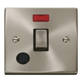 Satin / Brushed Chrome 1 Gang 20A Ingot DP Switch With Flex With Neon - Black Trim - SE Home