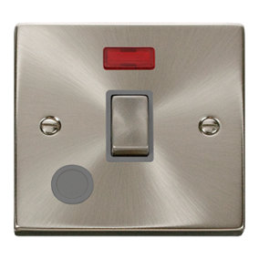 Satin / Brushed Chrome 1 Gang 20A Ingot DP Switch With Flex With Neon - Grey Trim - SE Home