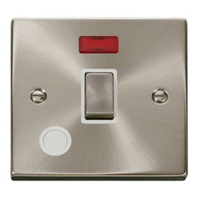 Satin / Brushed Chrome 1 Gang 20A Ingot DP Switch With Flex With Neon - White Trim - SE Home