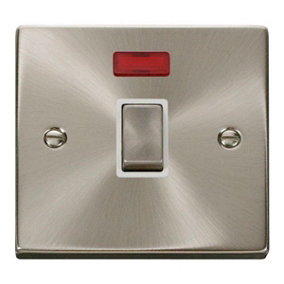 Satin / Brushed Chrome 1 Gang 20A Ingot DP Switch With Neon - White Trim - SE Home