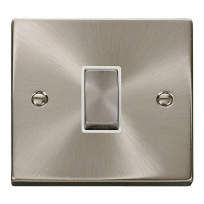 Satin / Brushed Chrome 10A 1 Gang 2 Way Ingot Light Switch - White Trim - SE Home