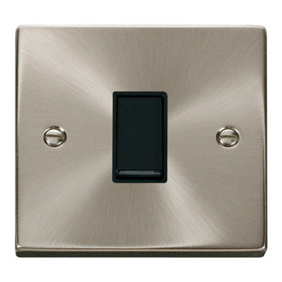 Satin / Brushed Chrome 10A 1 Gang 2 Way Light Switch - Black Trim - SE Home