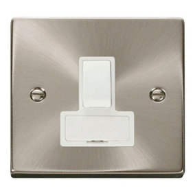 Satin / Brushed Chrome 13A Fused Connection Unit Switched - White Trim - SE Home