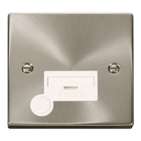 Satin / Brushed Chrome 13A Fused Connection Unit With Flex - White Trim - SE Home