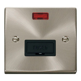 Satin / Brushed Chrome 13A Fused Connection Unit With Neon - Black Trim - SE Home