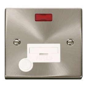 Satin / Brushed Chrome 13A Fused Connection Unit With Neon With Flex - White Trim - SE Home