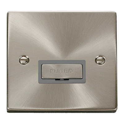 Satin / Brushed Chrome 13A Fused Ingot Connection Unit - Grey Trim - SE Home