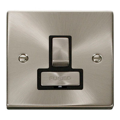 Satin / Brushed Chrome 13A Fused Ingot Connection Unit Switched - Black Trim - SE Home
