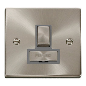 Satin / Brushed Chrome 13A Fused Ingot Connection Unit Switched - Grey Trim - SE Home