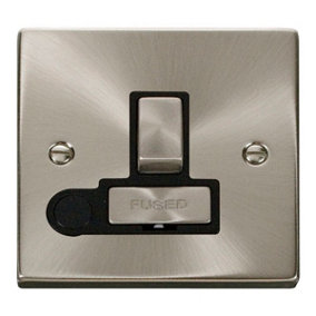 Satin / Brushed Chrome 13A Fused Ingot Connection Unit Switched With Flex - Black Trim - SE Home