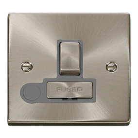 Satin / Brushed Chrome 13A Fused Ingot Connection Unit Switched With Flex - Grey Trim - SE Home