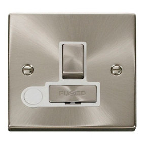 Satin / Brushed Chrome 13A Fused Ingot Connection Unit Switched With Flex - White Trim - SE Home