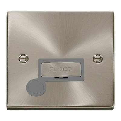Satin / Brushed Chrome 13A Fused Ingot Connection Unit With Flex - Grey Trim - SE Home