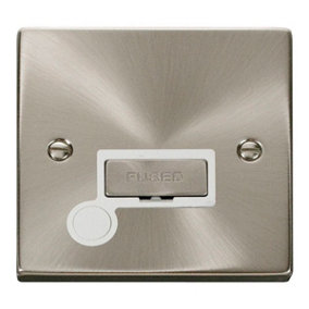 Satin / Brushed Chrome 13A Fused Ingot Connection Unit With Flex - White Trim - SE Home