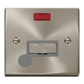 Satin / Brushed Chrome 13A Fused Ingot Connection Unit With Neon With Flex - Grey Trim - SE Home