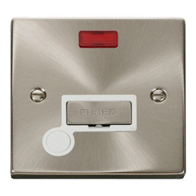 Satin / Brushed Chrome 13A Fused Ingot Connection Unit With Neon With Flex - White Trim - SE Home