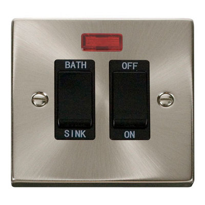 Satin / Brushed Chrome 20A DP Sink/bath Switch - Black Trim - SE Home ...
