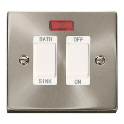 Satin / Brushed Chrome 20A DP Sink/bath Switch - White Trim - SE Home ...