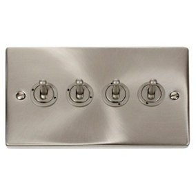 Satin / Brushed Chrome 4 Gang 2 Way 10AX Toggle Light Switch - SE Home