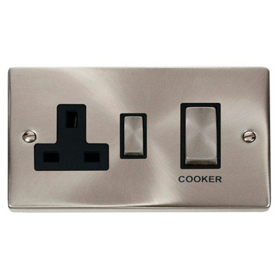 Satin / Brushed Chrome Cooker Control Ingot 45A With 13A Switched Plug ...