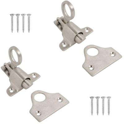 Satin Chrome Fanlight Window Catch 60mm Spring Loaded Pull Ring Latch ...