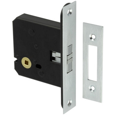 Satin Chrome Mortice Lock for Sliding Bathroom Doors - Door Lock
