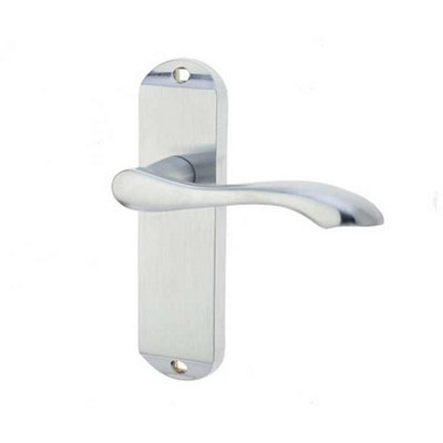 Satin Chrome Suite Door Handle with Latch Plate for Modern Interiors - Interior Lever on Backplate