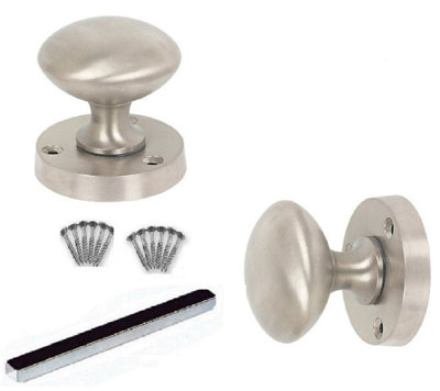 SATIN Door Knobs Mortice Interior Stainless Steel Sprung Door Knobs