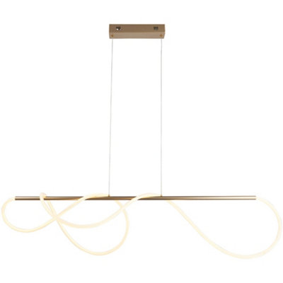 Satin Gold Modern Linear Ceiling Pendant Light - Integrated LED Tape Module