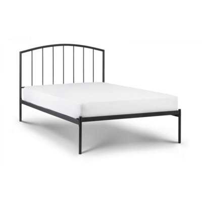 Satin Grey Curved Metal Low End Bed Frame - Double 4ft 6" (135cm)