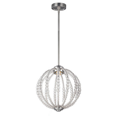 Satin Nickel 1 Bulb Ceiling Pendant Light with LED 8W Bulb