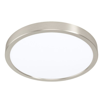 Satin Nickel 20W LED Wall and Ceiling Light - 285mm Round Surface Mounted Fixture