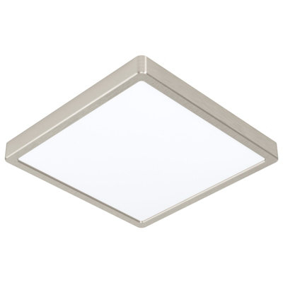 Satin Nickel 285mm Square LED Wall or Ceiling Light - 20W 3000K Brightness
