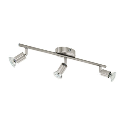 Satin Nickel 3-Head Flush Ceiling Light with GU10 Bulbs