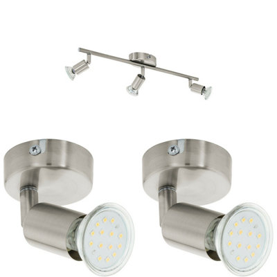Satin Nickel Adjustable Ceiling Spot Light with 2 Matching Wall Sconces for Kitchen