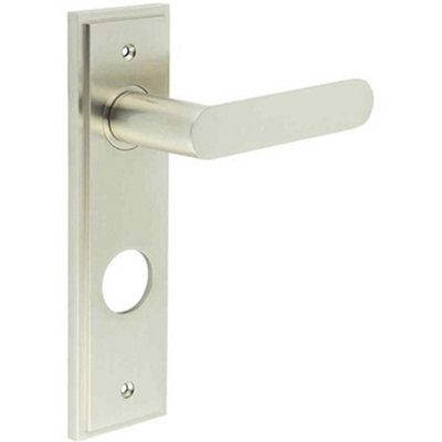 Satin Nickel Bathroom Door Handle with Backplate - Elegant and Durable Design - Solid Brass Interior Handle