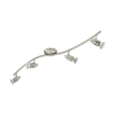 Satin Nickel Chrome Flush Ceiling Light with 4 GU10 Bulbs for Modern Interiors