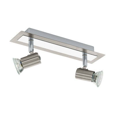 Satin Nickel Chrome Plated Wall Spot Lights with GU10 Bulbs - 2x5W Included