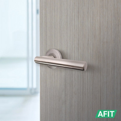 Satin Nickel Door Handle Latch Set, Pack of 6 - Round T-Bar Handles & Latch 64mm