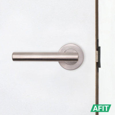 Satin Nickel Door Handle Latch Set, Pack of 6 - Round T-Bar Handles & Latch 64mm