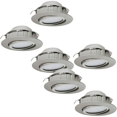 Satin Nickel Flush Ceiling Downlight - 2 Pack & 3 Pack with Built-in 6W LED