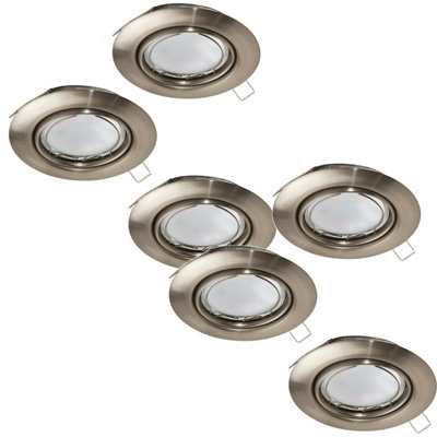Satin Nickel Flush Ceiling Downlight with GU10 Bulbs - 2 Pack or 3 Pack Options