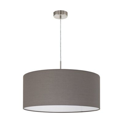 Satin Nickel Pendant Ceiling Light with Anthracite Brown Shade