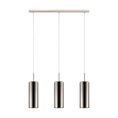 Satin Nickel Pendant Ceiling Light with Gold Glass Shade - Adjustable Height E27 Fixture