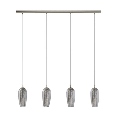 Satin Nickel Pendant Ceiling Light with Smoked Glass Shade and G9 Bulbs