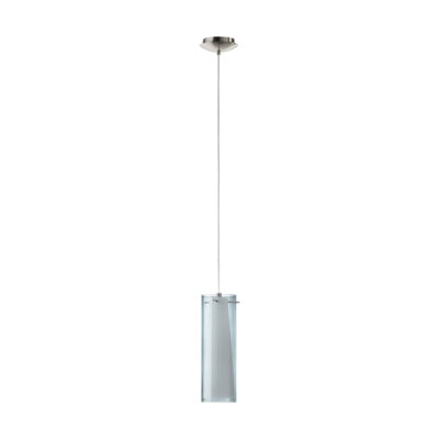 Satin Nickel Pendant Ceiling Light with Smoked Opal Glass Shade