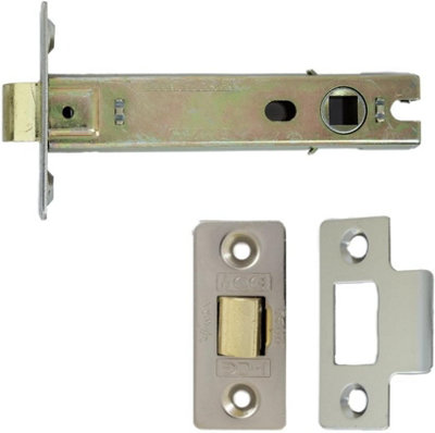 Satin Nickel Plated Fire Door Tubular Latch 100 mm Bolt-Through - CE Rated