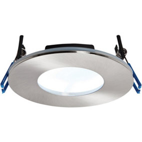 Satin Nickel Recessed Bathroom Downlight - 9W Cool White LED Slim Ceiling Light