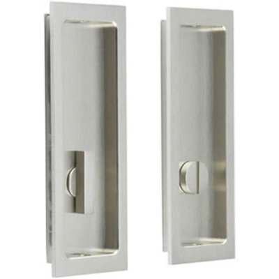Satin Nickel Rectangular Turn & Release for Sliding Doors - Door Handle