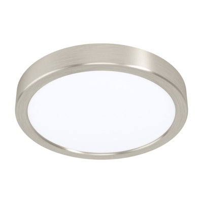 Satin Nickel Round LED Wall and Ceiling Light 210mm - 16.5W 4000K